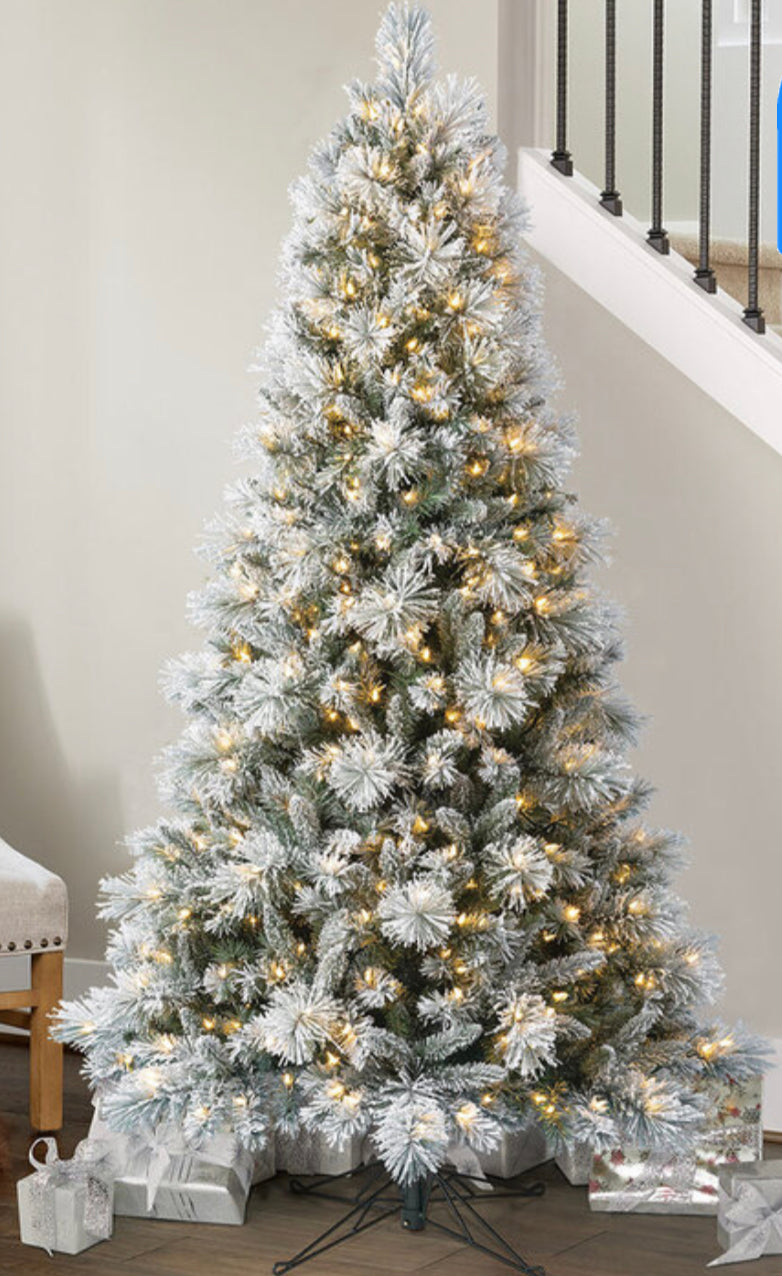 7ft snowy clearance christmas trees