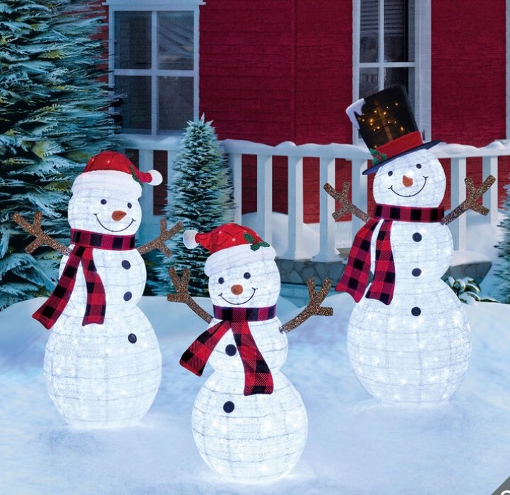59 Inches (1.5m) Indoor / Outdoor Snowman Family Set of 3 with 520 LED Lights