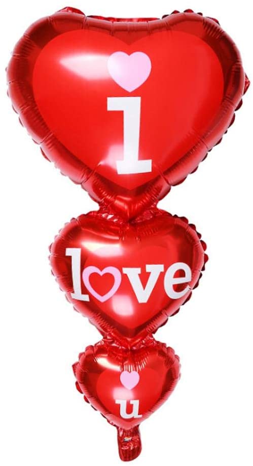 x1 I Love you & x6-18inch Foil Heart Balloons
