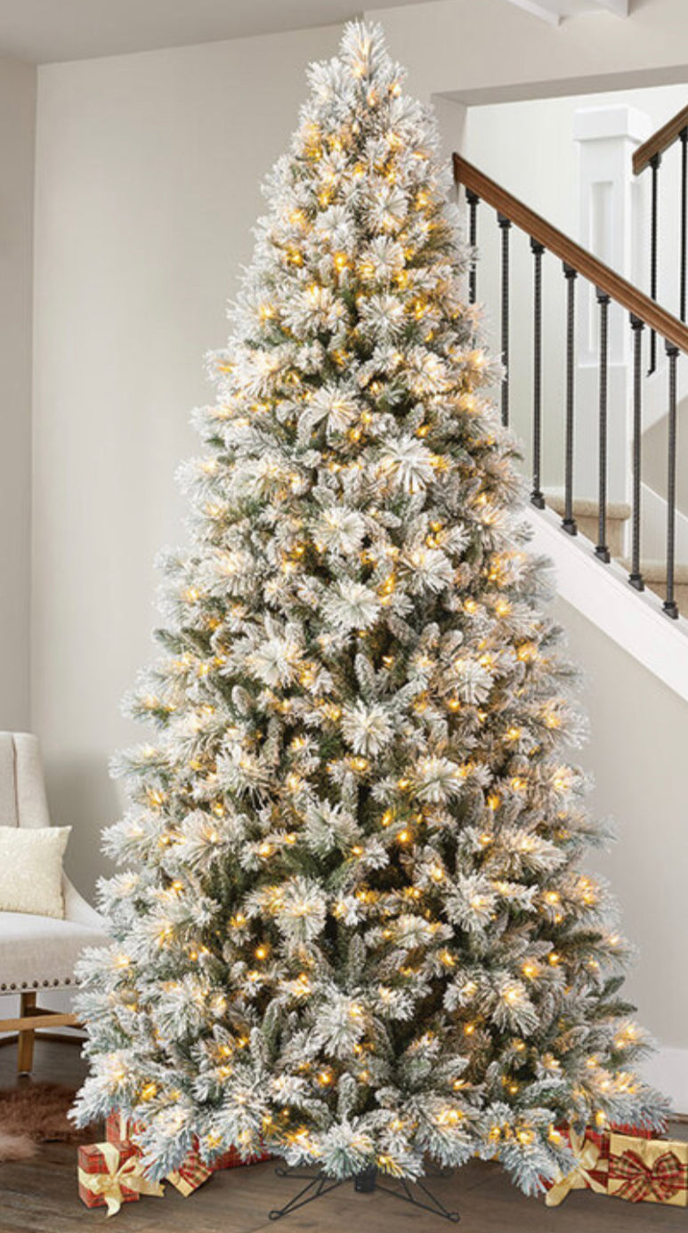 Snowy artificial christmas deals tree