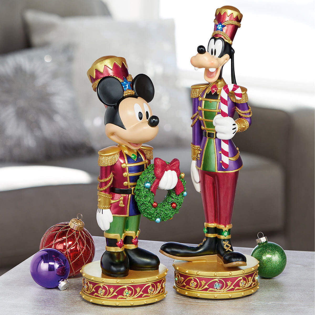 Disney 15.1 Christmas Mickey & Goofy Nutcrackers with LED Lights & Sounds